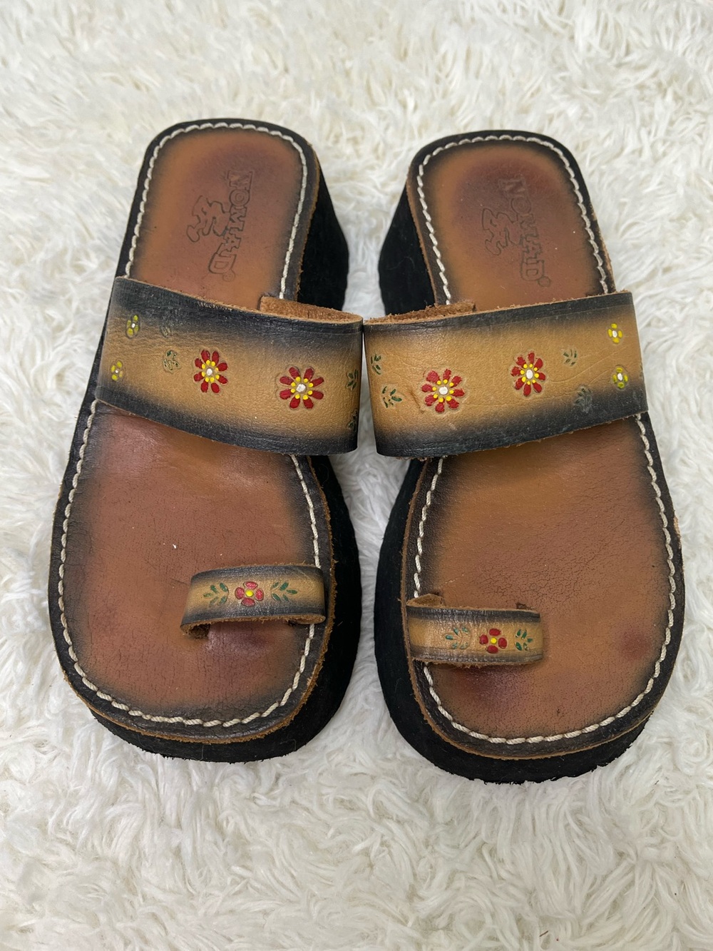Y2K Hippie Leather Platform Sandals